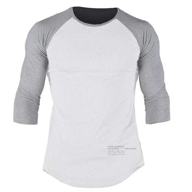 Mens Fitness Bodybuilding Baumwolle Tight T-Shirt Turnhallen Workout Skinny Patchwork T-Shirt Männlich Casual Jogger T-Shirts Markenkleidung