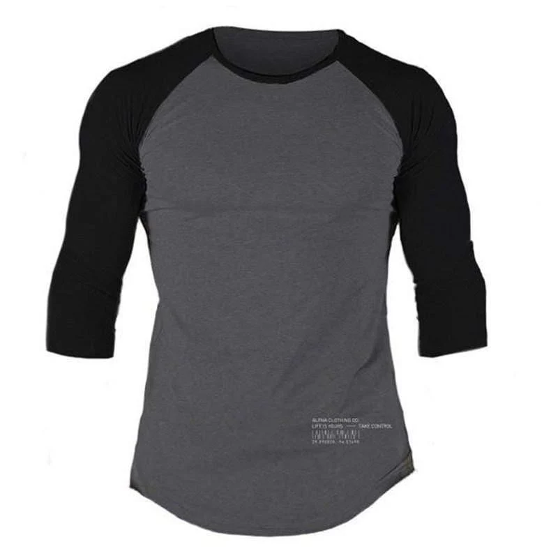 Mens Fitness Bodybuilding Baumwolle Tight T-Shirt Turnhallen Workout Skinny Patchwork T-Shirt Männlich Casual Jogger T-Shirts Markenkleidung