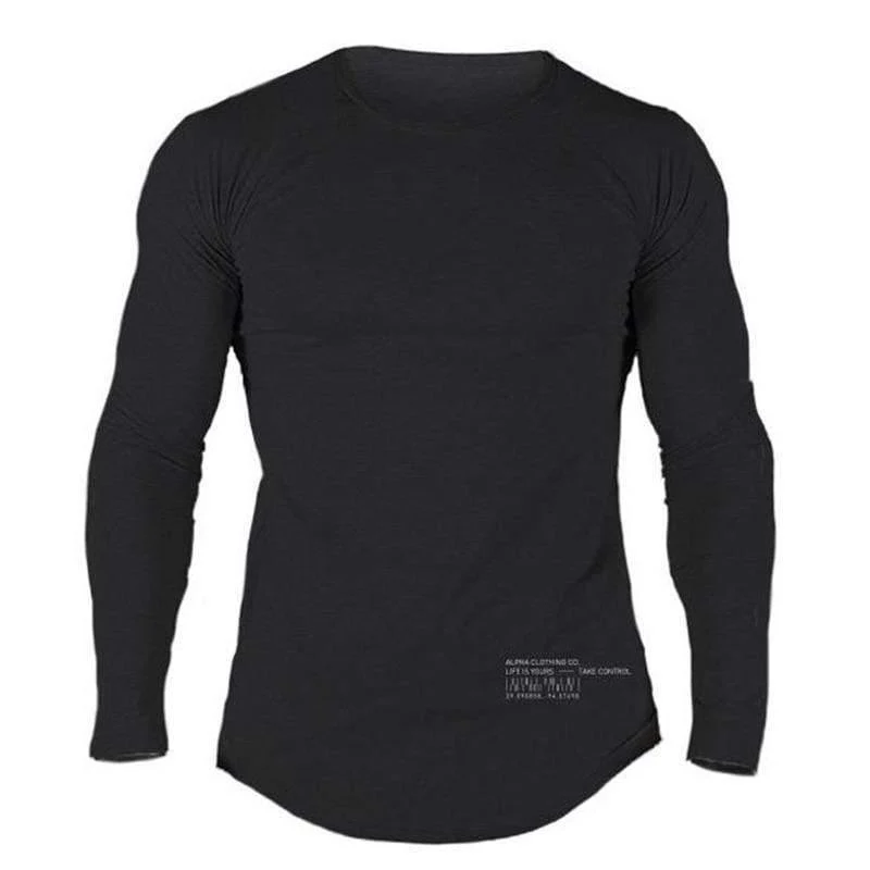 Männer Casual Fashion Langarm Baumwolle T-Shirt Turnhallen Fitness Bodybuilding Workout Dünne solide T-Shirt Mann T-Shirts Oberbekleidung Kleidung