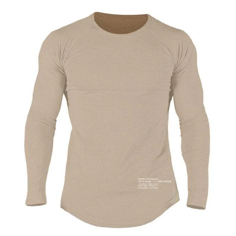 Männer Casual Fashion Langarm Baumwolle T-Shirt Turnhallen Fitness Bodybuilding Workout Dünne solide T-Shirt Mann T-Shirts Oberbekleidung Kleidung