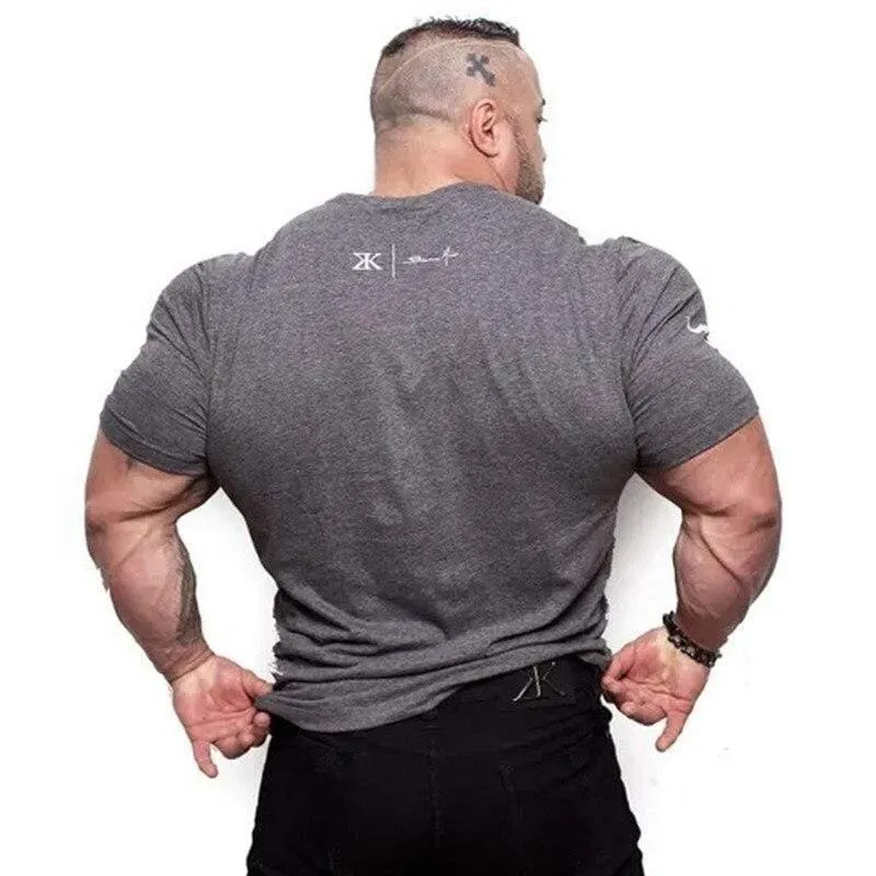 Männer Fitness Bodybuilding Skinny T-Shirt Kurzarm Bedruckte Baumwollhemden Männlich Sommer Casual Fashion Tee Tops Kleidung