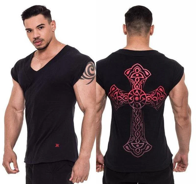 Herren Casual Fashion Skull Printed T-Shirt Turnhallen Fitness Bodybuilding Kurzarm Baumwolle T-Shirt T-Shirts Tops Male Workout Kleidung