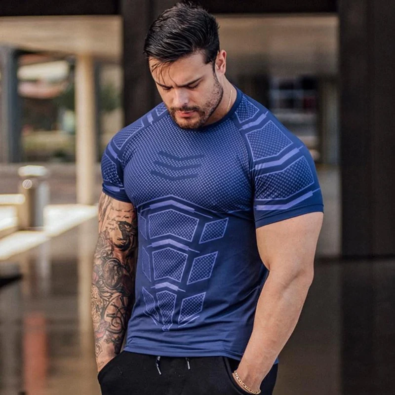 Männer Compression Skinny T-Shirt Turnhallen Fitness Bodybuilding T-Shirt Männlich Sommer Workout Tee Tops Crossfit Markenkleidung