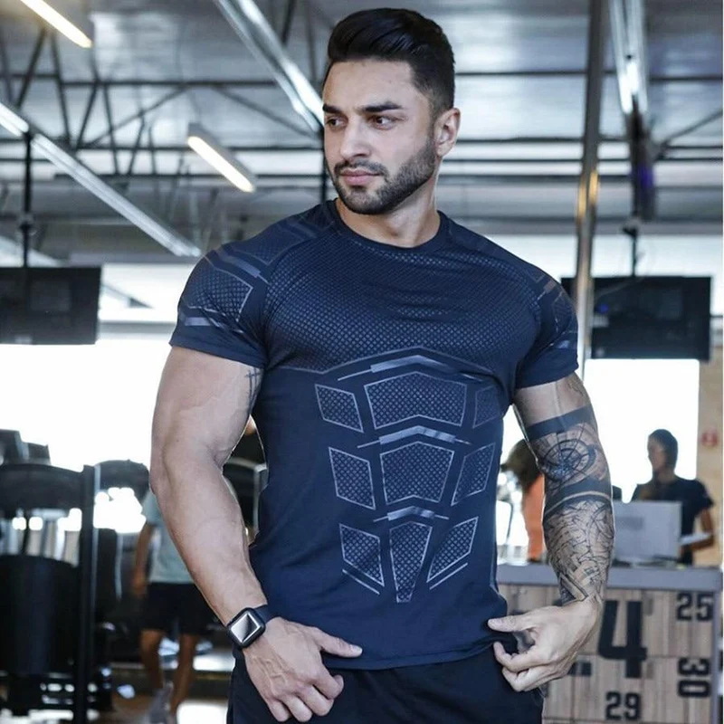 Männer Compression Skinny T-Shirt Turnhallen Fitness Bodybuilding T-Shirt Männlich Sommer Workout Tee Tops Crossfit Markenkleidung