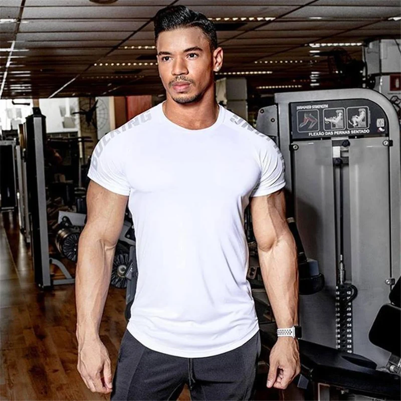 Männer Compression Skinny T-Shirt Turnhallen Fitness Bodybuilding T-Shirt Männlich Sommer Workout Tee Tops Crossfit Markenkleidung