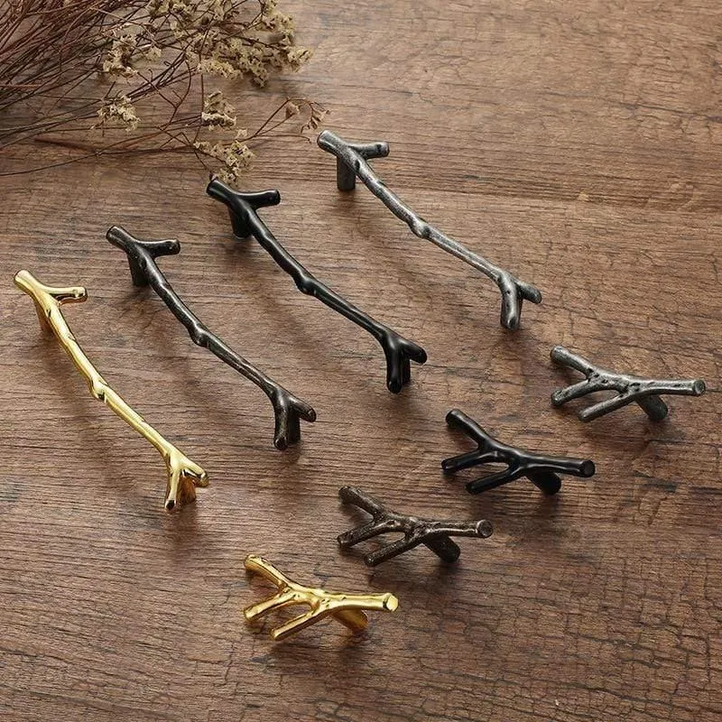 96/128 mm Mode Ast Möbelgriff Schubladenknöpfe Schwarz Silber Bronze Küchenschrankgriffe Türgriffe Hardware