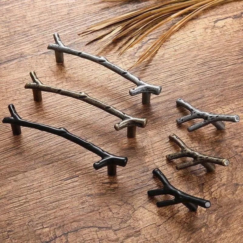 96/128 mm Mode Ast Möbelgriff Schubladenknöpfe Schwarz Silber Bronze Küchenschrankgriffe Türgriffe Hardware