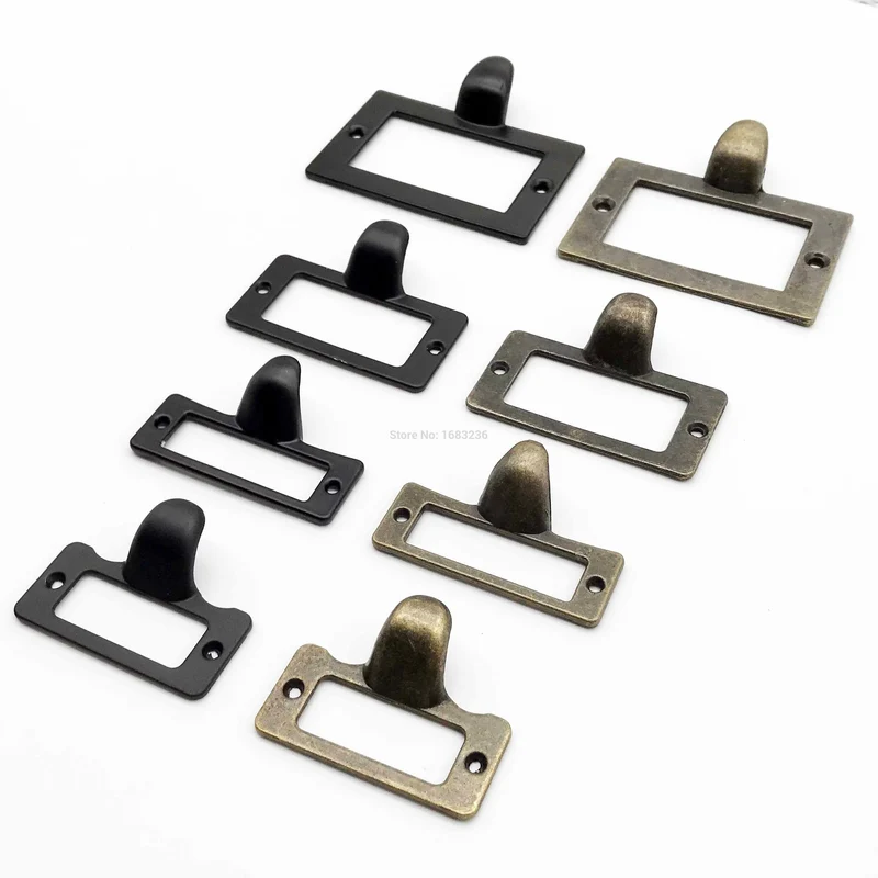 Kleine große schwere antike Messing schwarz Metall Möbel Schrank Schublade Box Fall Etikett Zuggriff Dateiname Karte Rahmenhalter