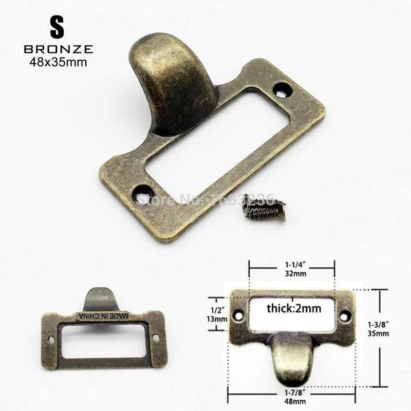 Kleine große schwere antike Messing schwarz Metall Möbel Schrank Schublade Box Fall Etikett Zuggriff Dateiname Karte Rahmenhalter