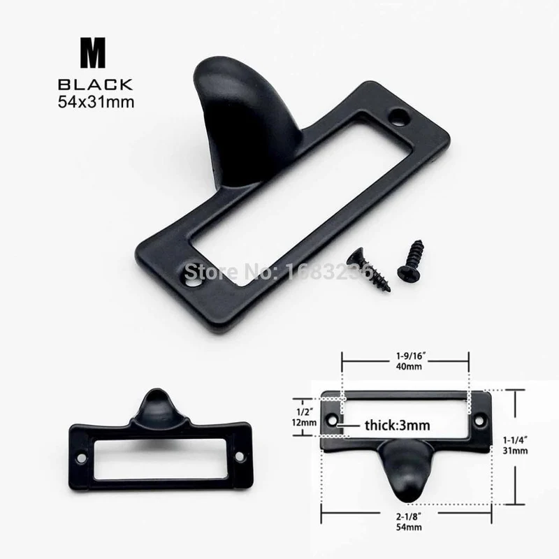 Kleine große schwere antike Messing schwarz Metall Möbel Schrank Schublade Box Fall Etikett Zuggriff Dateiname Karte Rahmenhalter