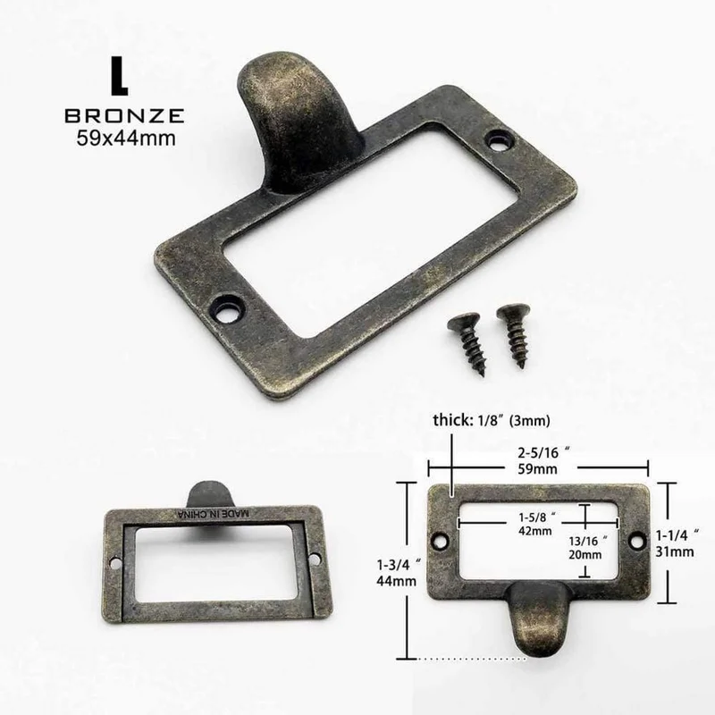 Kleine große schwere antike Messing schwarz Metall Möbel Schrank Schublade Box Fall Etikett Zuggriff Dateiname Karte Rahmenhalter