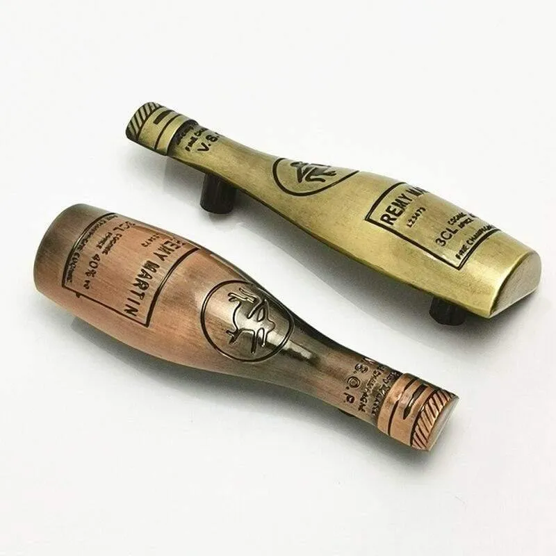 L 103mm Loch CC 64mm Weinflaschenform Möbelgriff Knopf Ziehen von Retro Antik Rot Farbe für Küchenschrank Schranktür