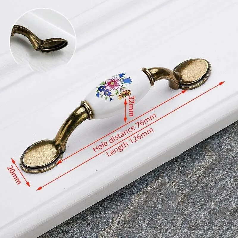 Antike Bronze Keramik Schrankgriffe Zinklegierung Schubladenknöpfe Kleiderschrank Türgriffe Morning Glory European Möbelgriff