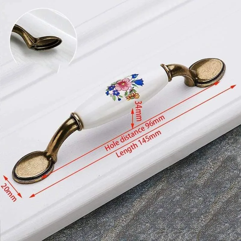 Antike Bronze Keramik Schrankgriffe Zinklegierung Schubladenknöpfe Kleiderschrank Türgriffe Morning Glory European Möbelgriff