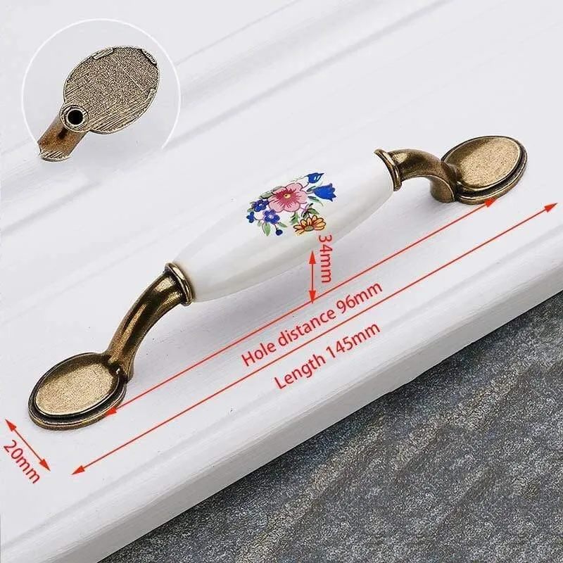 Antike Bronze Keramik Schrankgriffe Zinklegierung Schubladenknöpfe Kleiderschrank Türgriffe Morning Glory European Möbelgriff