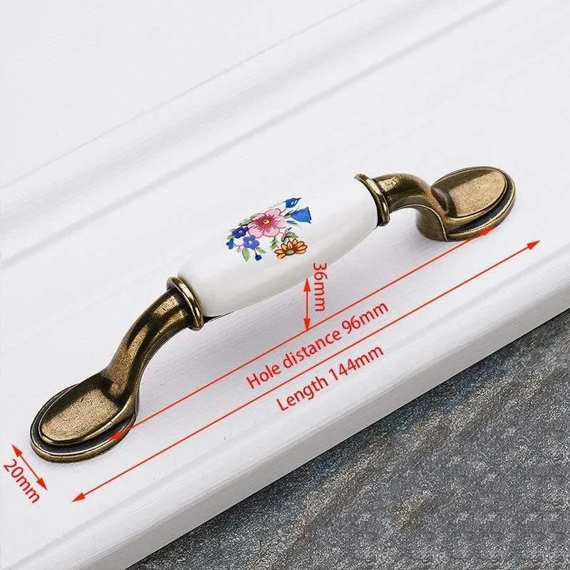 Antike Bronze Keramik Schrankgriffe Zinklegierung Schubladenknöpfe Kleiderschrank Türgriffe Morning Glory European Möbelgriff