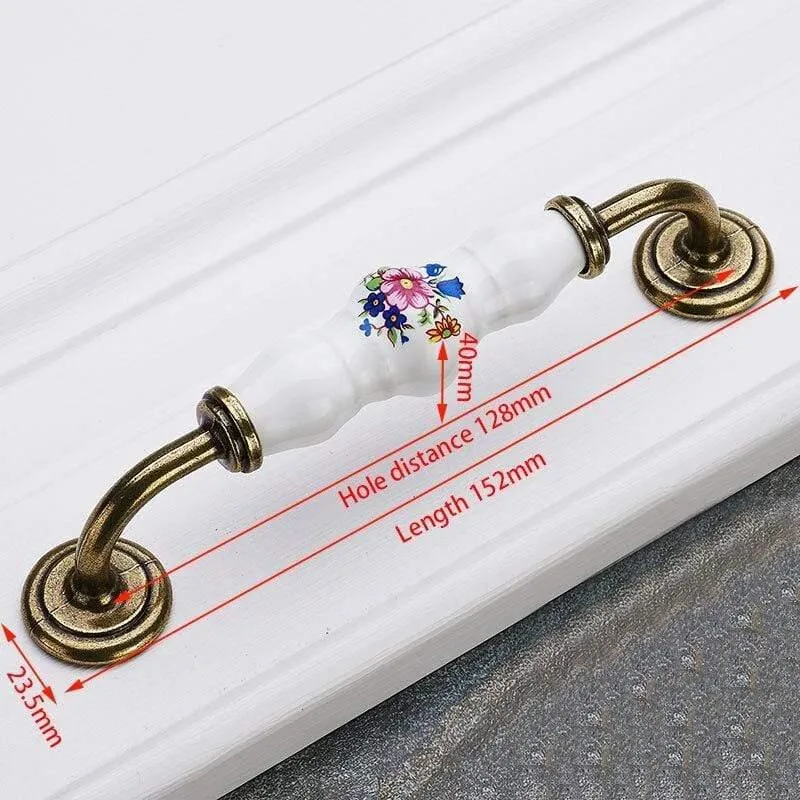 Antike Bronze Keramik Schrankgriffe Zinklegierung Schubladenknöpfe Kleiderschrank Türgriffe Morning Glory European Möbelgriff