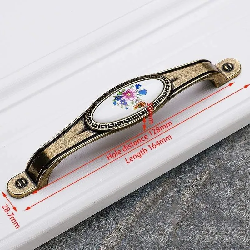 Antike Bronze Keramik Schrankgriffe Zinklegierung Schubladenknöpfe Kleiderschrank Türgriffe Morning Glory European Möbelgriff
