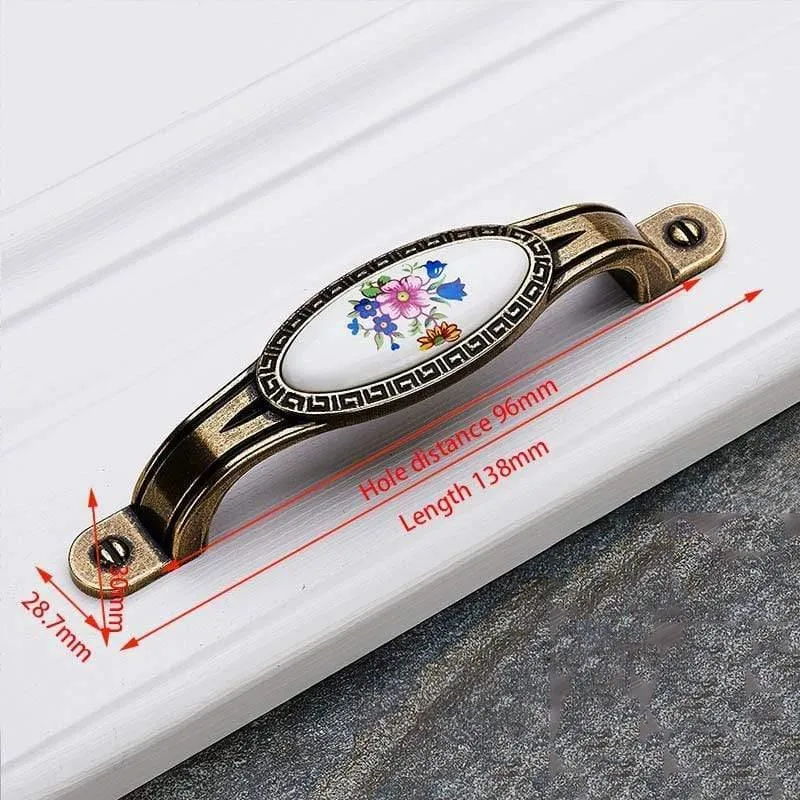 Antike Bronze Keramik Schrankgriffe Zinklegierung Schubladenknöpfe Kleiderschrank Türgriffe Morning Glory European Möbelgriff