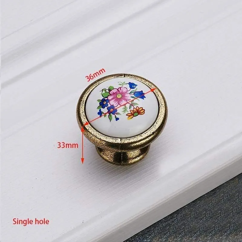 Antike Bronze Keramik Schrankgriffe Zinklegierung Schubladenknöpfe Kleiderschrank Türgriffe Morning Glory European Möbelgriff