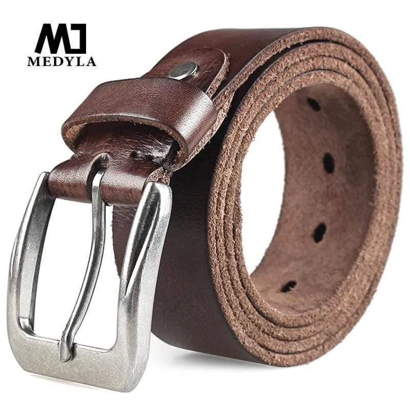 Männer Top Schicht Leder Casual Hohe Qualität Gürtel Vintage Design Pin Schnalle Echtes Leder Gürtel Für Männer Original Rindsleder