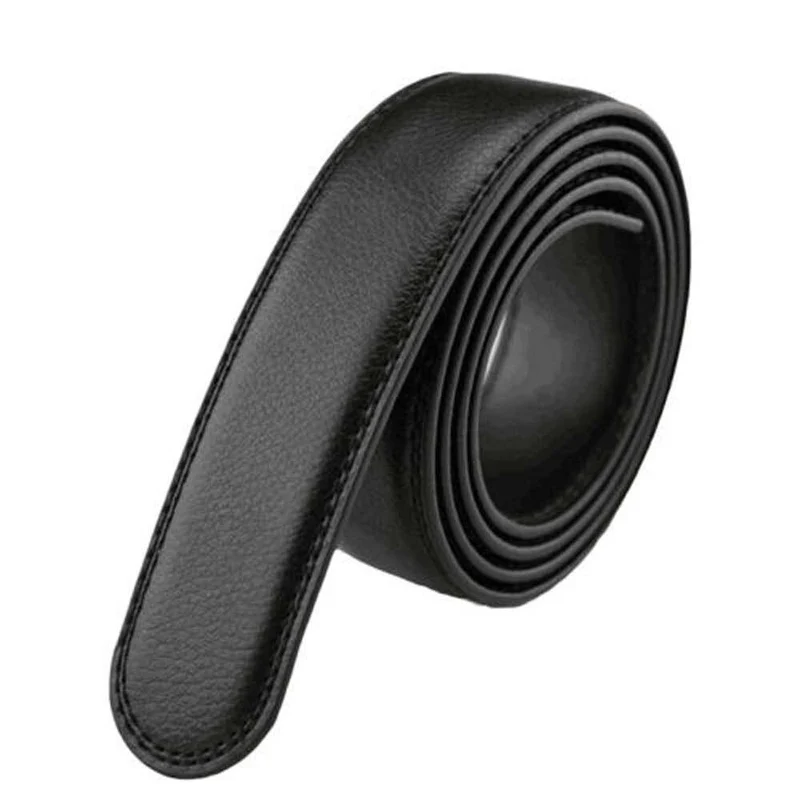 Luxus Herren Leder Automatische Band Taille Riemen Gürtel ohne Schnalle Schwarz