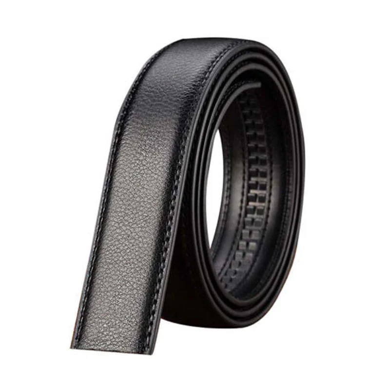 Luxus Herren Leder Automatische Band Taille Riemen Gürtel ohne Schnalle Schwarz