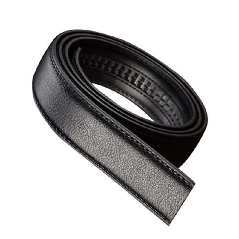Luxus Herren Leder Automatische Band Taille Riemen Gürtel ohne Schnalle Schwarz