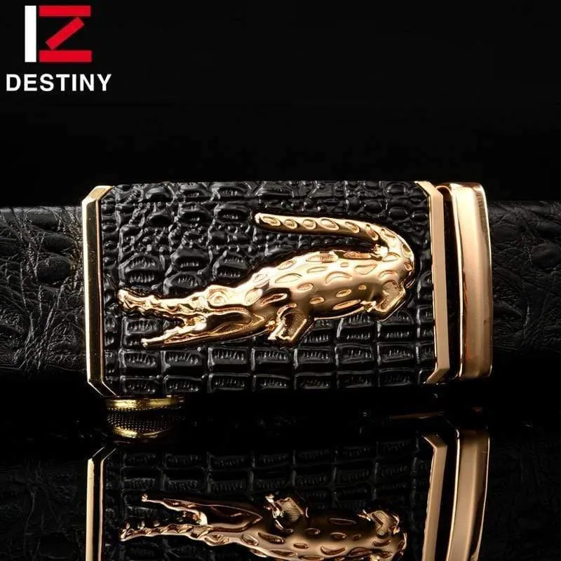 Gürtel Männer Hohe Qualität Männlich Echtes Lederband Luxus Berühmte Marke Logo Krokodil Silber Gold Ceinture Homme