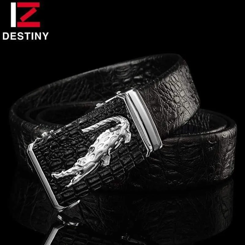Gürtel Männer Hohe Qualität Männlich Echtes Lederband Luxus Berühmte Marke Logo Krokodil Silber Gold Ceinture Homme
