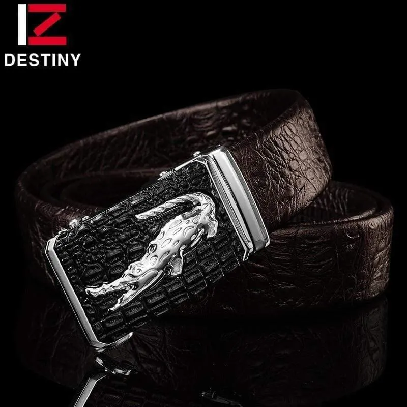 Gürtel Männer Hohe Qualität Männlich Echtes Lederband Luxus Berühmte Marke Logo Krokodil Silber Gold Ceinture Homme