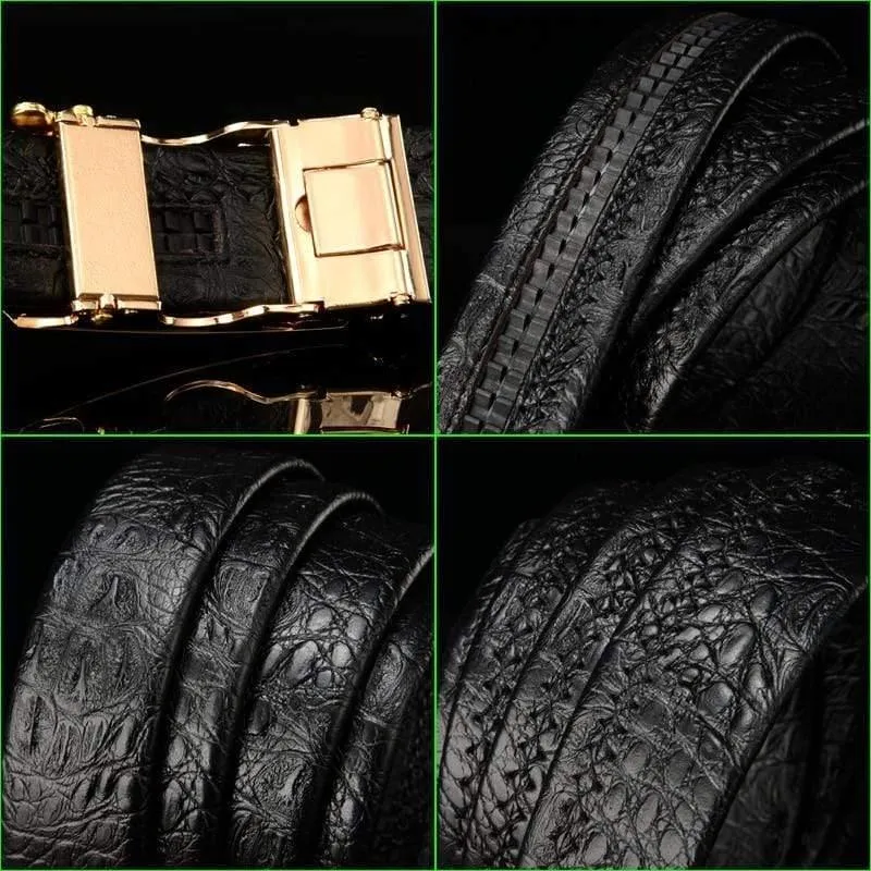 Gürtel Männer Hohe Qualität Männlich Echtes Lederband Luxus Berühmte Marke Logo Krokodil Silber Gold Ceinture Homme