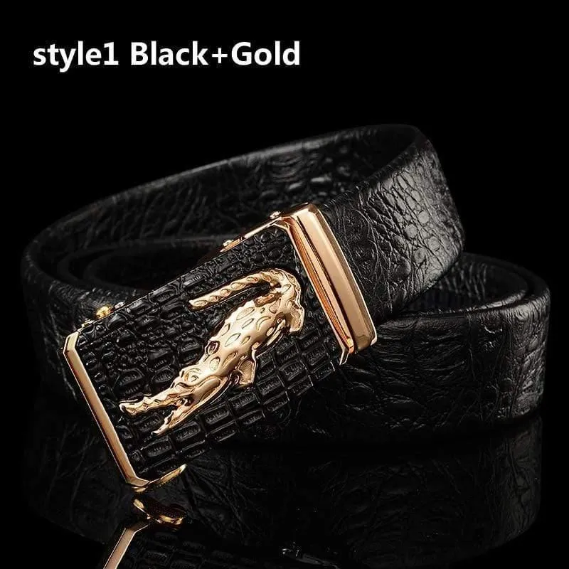 Gürtel Männer Hohe Qualität Männlich Echtes Lederband Luxus Berühmte Marke Logo Krokodil Silber Gold Ceinture Homme