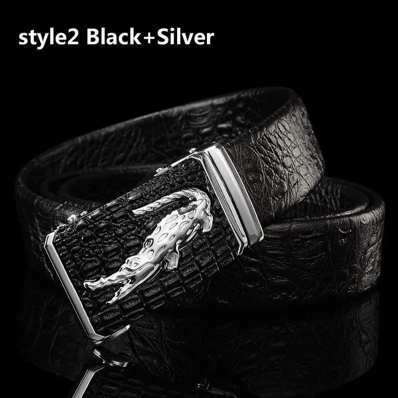 Gürtel Männer Hohe Qualität Männlich Echtes Lederband Luxus Berühmte Marke Logo Krokodil Silber Gold Ceinture Homme
