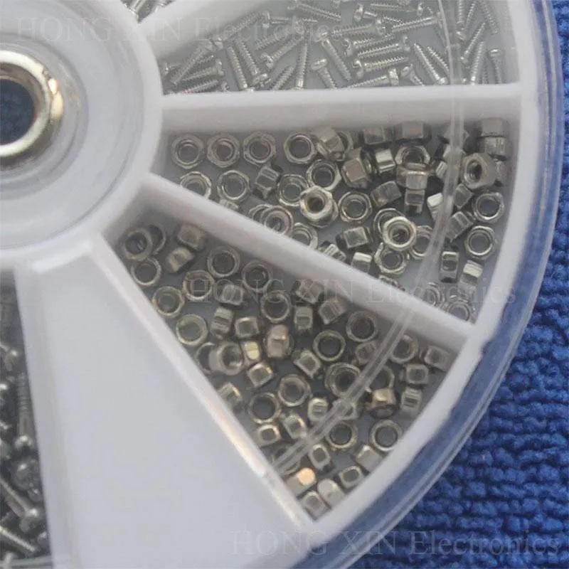1 Beutel (Box) (600 Stück) 12 Arten von kleinen Schraubenmuttern Sortimentskit M1 M1.2 M1.4 M1.6 für Uhren ohne Glas
