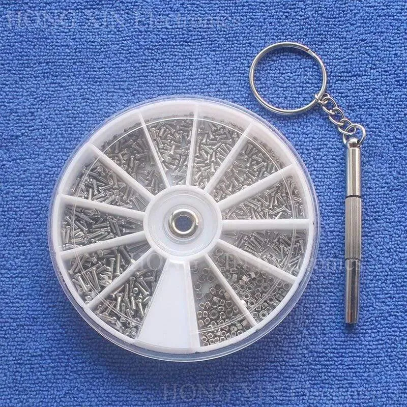 1 Beutel (Box) (600 Stück) 12 Arten von kleinen Schraubenmuttern Sortimentskit M1 M1.2 M1.4 M1.6 für Uhren ohne Glas