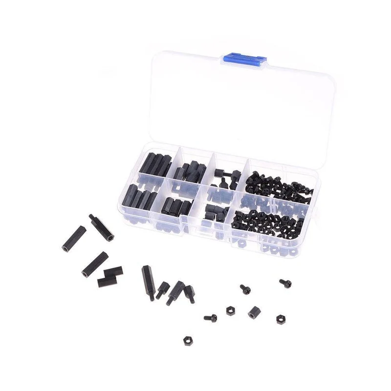 Schwarze M3-Abstandshalter, männlich und weiblich, Schraube, Nylon-Sechskantschrauben, Muttern, Reparatursätze für Elektronik, Motherboard, feste Abstandsschraube