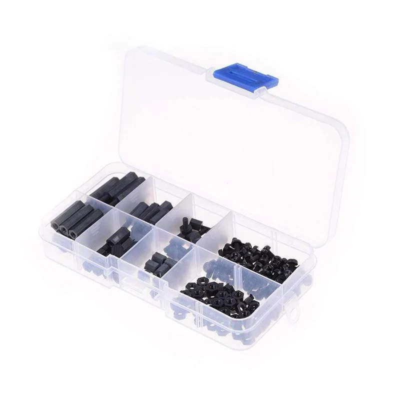 Schwarze M3-Abstandshalter, männlich und weiblich, Schraube, Nylon-Sechskantschrauben, Muttern, Reparatursätze für Elektronik, Motherboard, feste Abstandsschraube