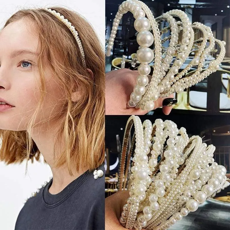 22 Stile Simulation Perle Haarbänder Frauen Haar Zubehör Koreanische Handgemachte Bogen Blume Hoops Stirnband Hochzeit Ornamente