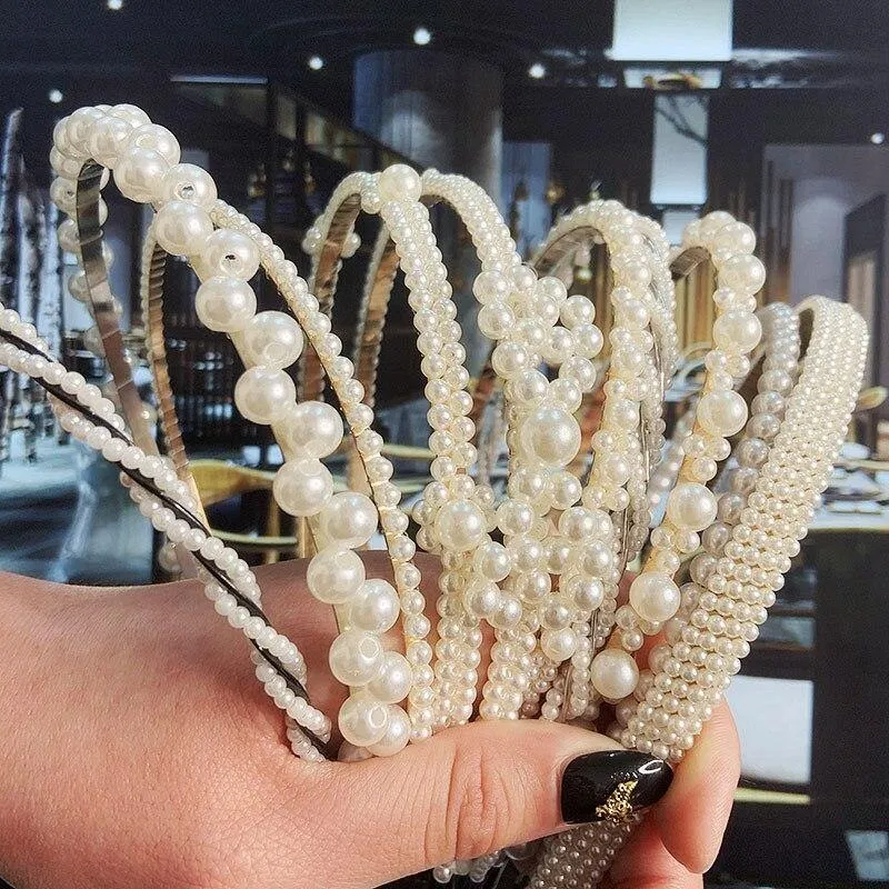 22 Stile Simulation Perle Haarbänder Frauen Haar Zubehör Koreanische Handgemachte Bogen Blume Hoops Stirnband Hochzeit Ornamente