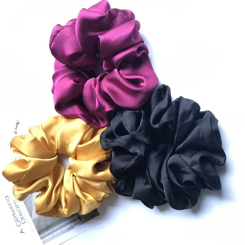 Übergroße Haargummis Große Gummi-Haargummis Elastische Haarbänder Girs Pferdeschwanzhalter Glatte Satin-Haargummis für Frauen Haarschmuck