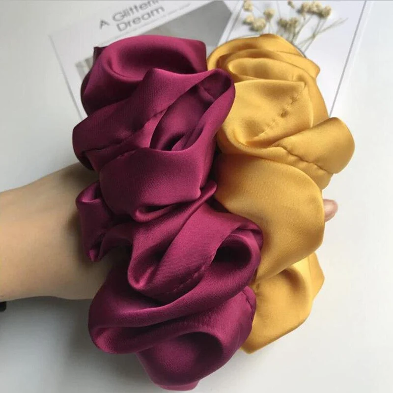 Übergroße Haargummis Große Gummi-Haargummis Elastische Haarbänder Girs Pferdeschwanzhalter Glatte Satin-Haargummis für Frauen Haarschmuck