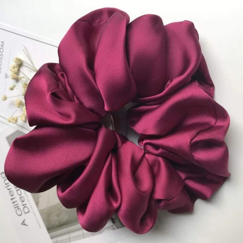 Übergroße Haargummis Große Gummi-Haargummis Elastische Haarbänder Girs Pferdeschwanzhalter Glatte Satin-Haargummis für Frauen Haarschmuck