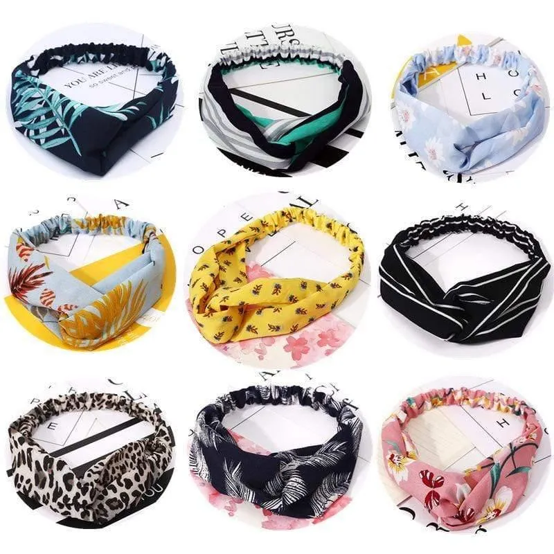 Mode Blumendruck Knoten Frauen Stirnband Vintage Haarband Mädchen Kopfbedeckung Leopard Stirnband Haarschmuck