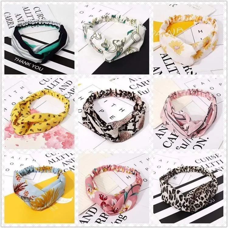 Mode Blumendruck Knoten Frauen Stirnband Vintage Haarband Mädchen Kopfbedeckung Leopard Stirnband Haarschmuck