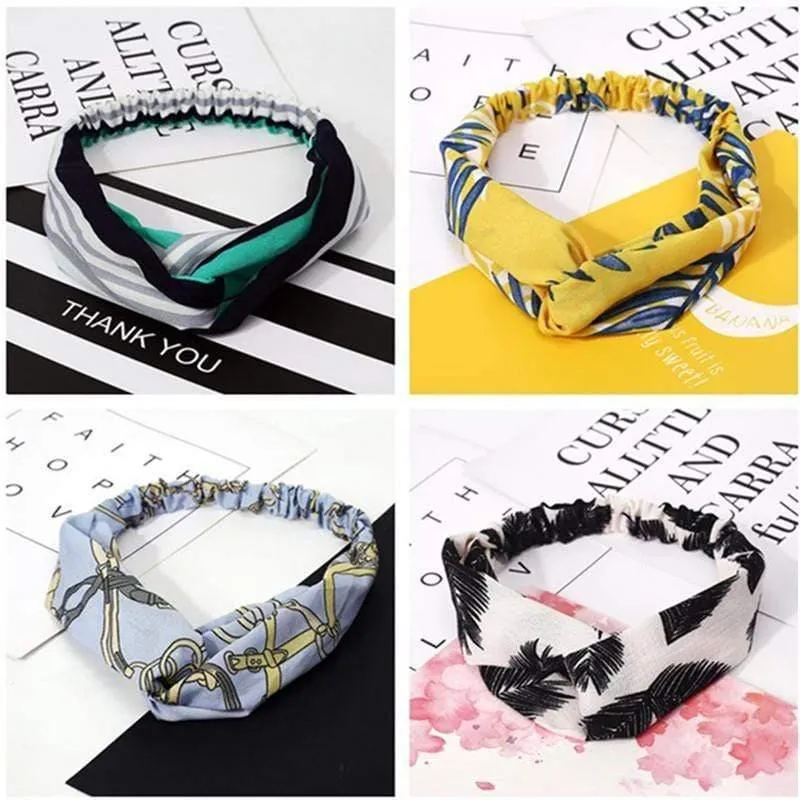 Mode Blumendruck Knoten Frauen Stirnband Vintage Haarband Mädchen Kopfbedeckung Leopard Stirnband Haarschmuck