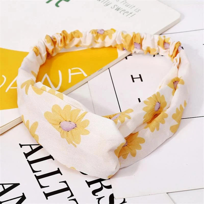 Mode Blumendruck Knoten Frauen Stirnband Vintage Haarband Mädchen Kopfbedeckung Leopard Stirnband Haarschmuck