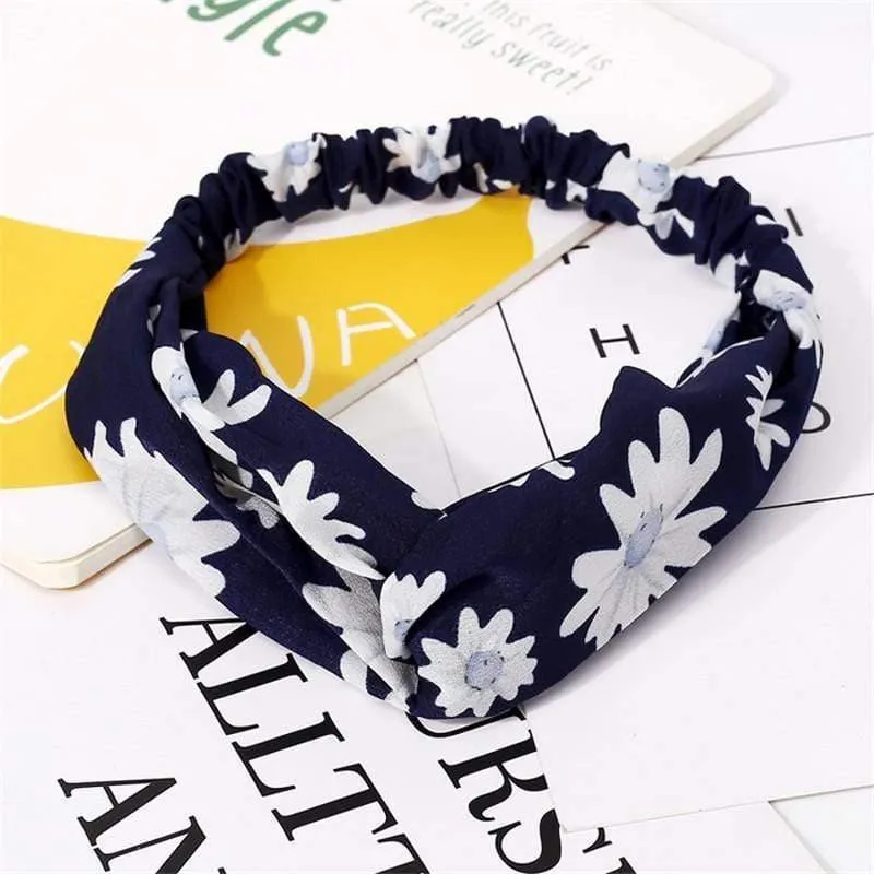 Mode Blumendruck Knoten Frauen Stirnband Vintage Haarband Mädchen Kopfbedeckung Leopard Stirnband Haarschmuck