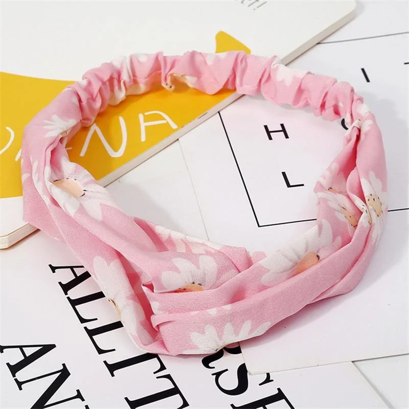 Mode Blumendruck Knoten Frauen Stirnband Vintage Haarband Mädchen Kopfbedeckung Leopard Stirnband Haarschmuck