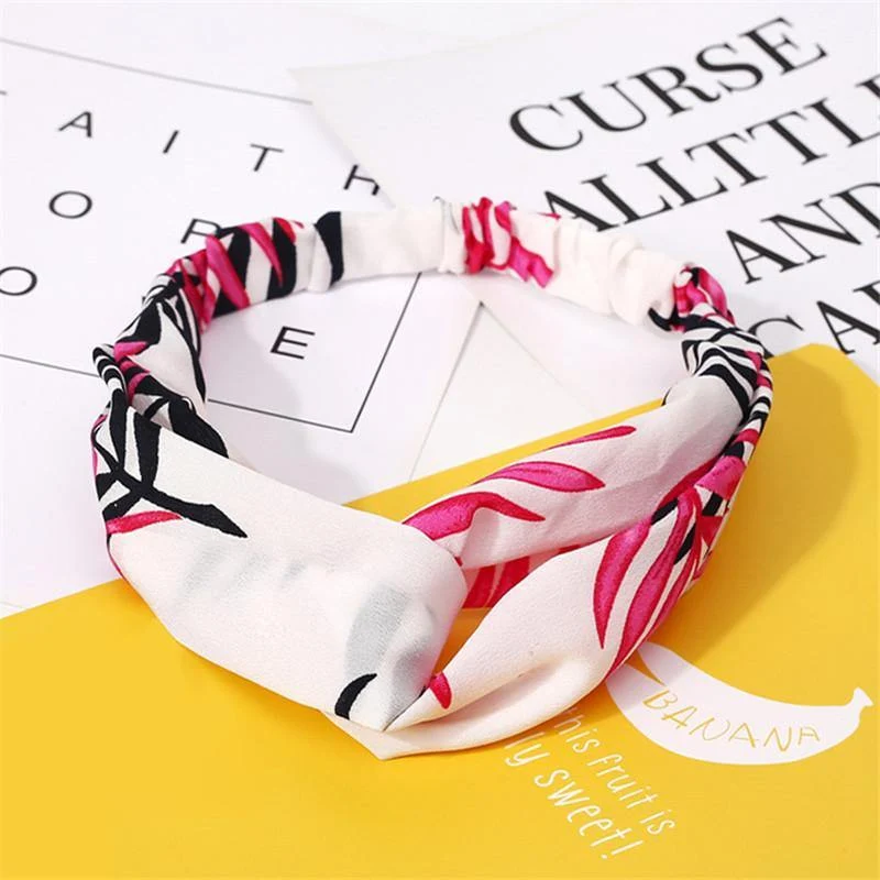 Mode Blumendruck Knoten Frauen Stirnband Vintage Haarband Mädchen Kopfbedeckung Leopard Stirnband Haarschmuck